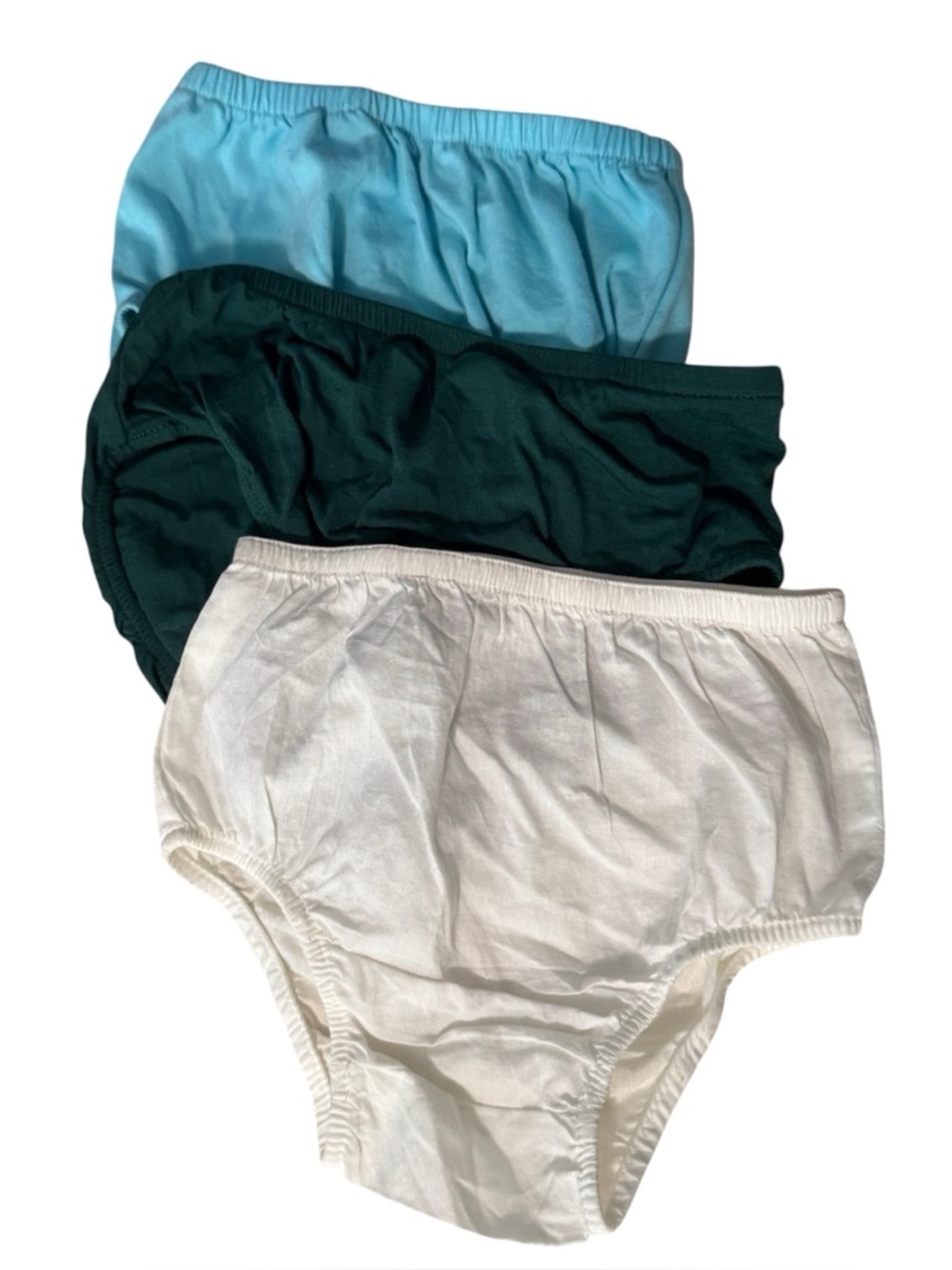 Lot of 3 Baby Diaper Covers -White, Forest Green and Blue. NWOT 12M and Small